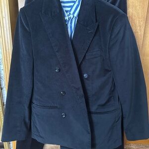 Men's Black Velvet Cotton Double-Breasted Suit